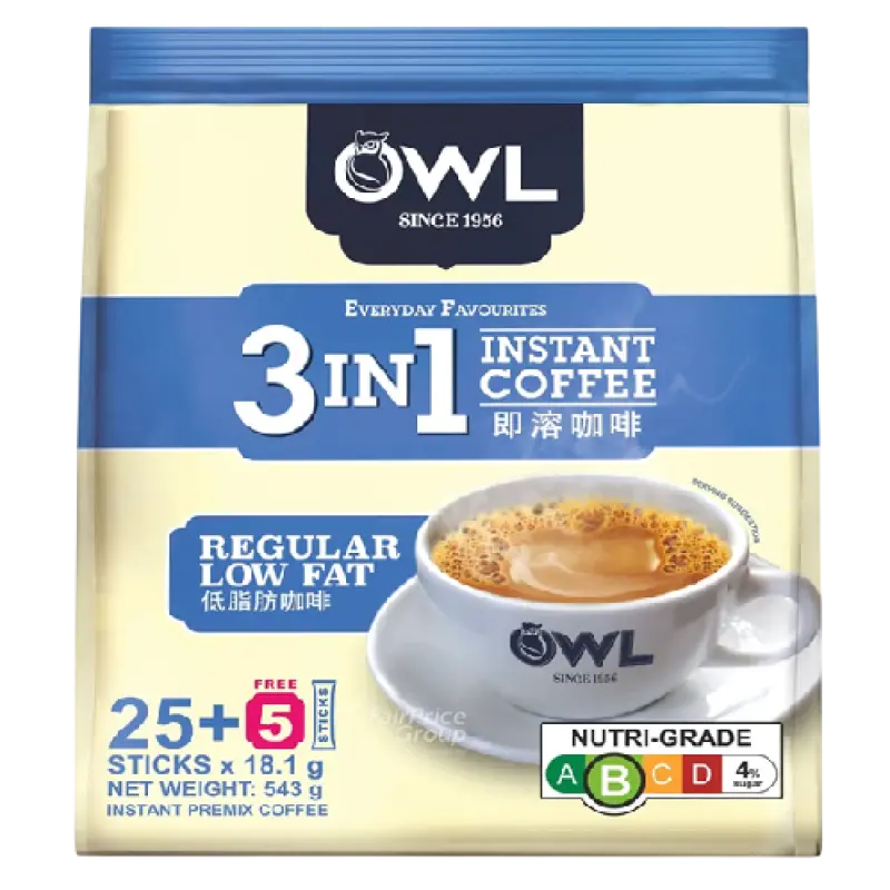 Owl 3In1 Regular Low Fat Coffee 543g