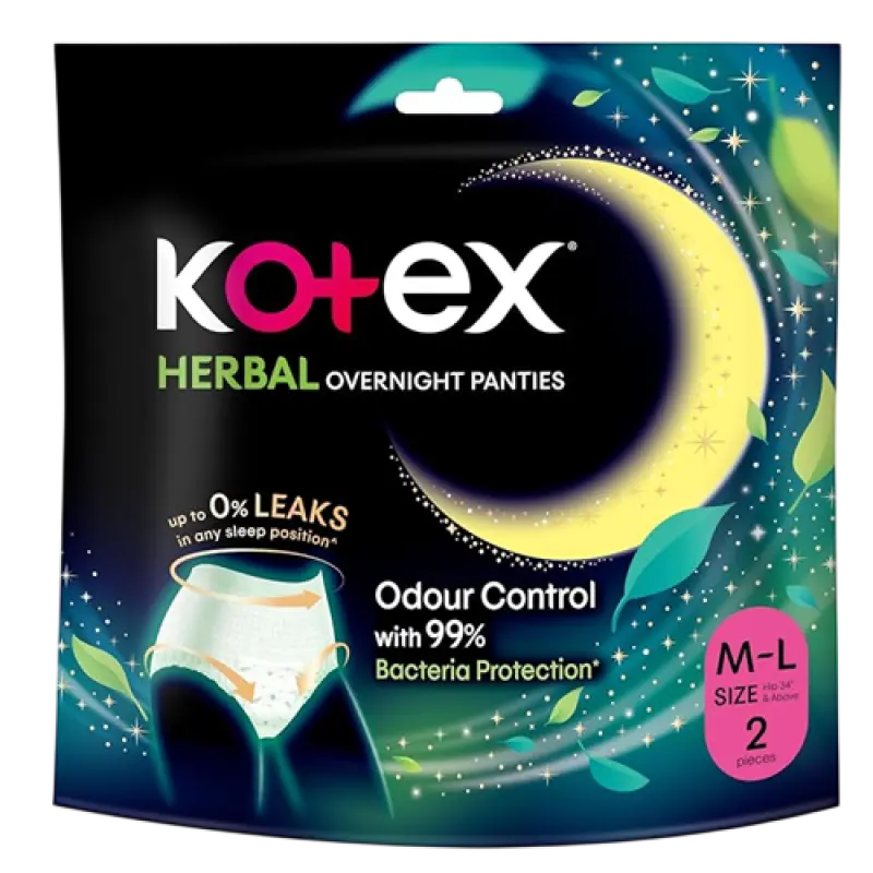 KOTEX Herbal Overnight Panties (M/L)