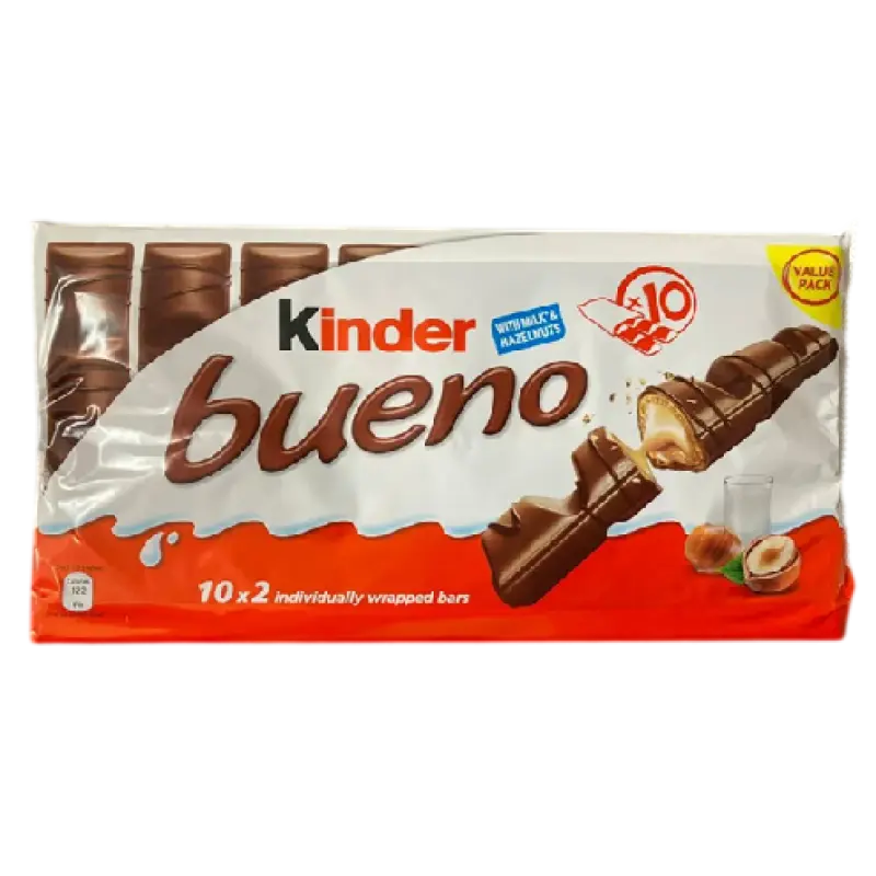 KINDER BUENO 10PCS OF 2 INDIVIDUALLY WRAPPED BARS 430GM